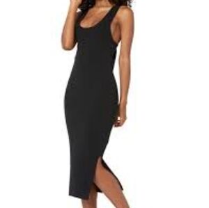 The Drop Black Midi Tank Dress With Side Slit Wrinkle Free Travel Dress